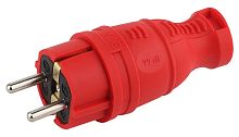 Вилка электрическая с заземлением прямая ЭРА V8-RED-IP44 16А IP44 красный картинка 